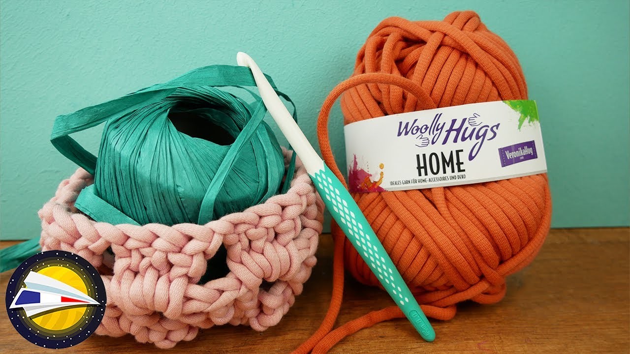 Crocheter un petit panier avec le fil Woolly Hugs HOME | Idée pour l'été
