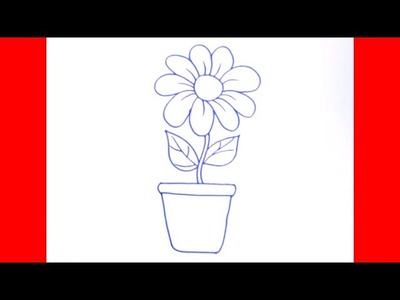 Dessin facile | comment dessiner un vase avec des fleurs | dessin kawaii | dessins facile a faire