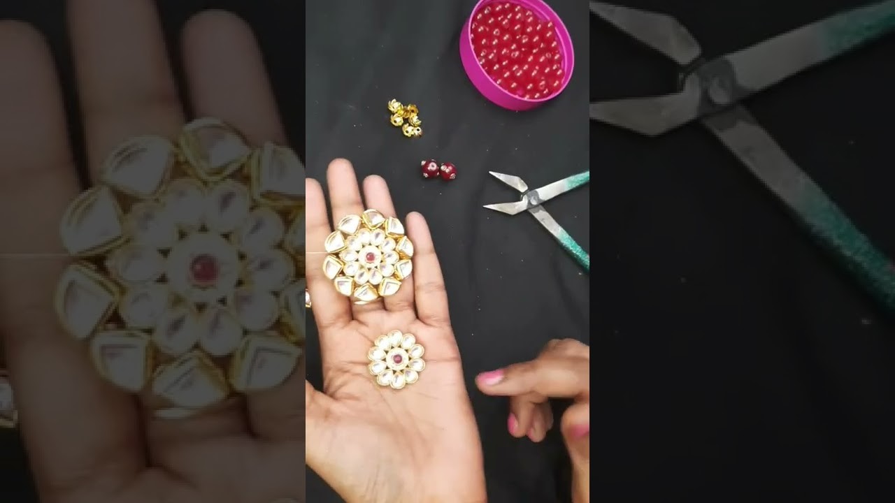 Kundan pendant making. 