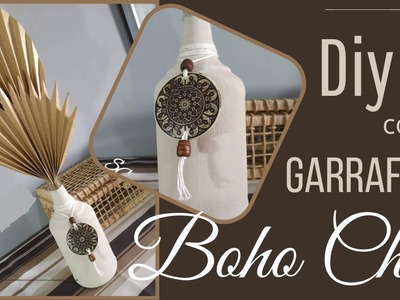 Garrafa Boho Chic. Receita de Tinta Cerâmica. Ideia com Reciclagem