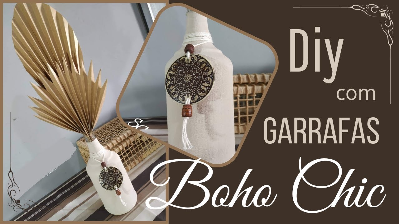 Garrafa Boho Chic. Receita de Tinta Cerâmica. Ideia com Reciclagem