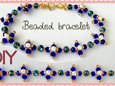 【Beaded bracelet〜ビーズをステッチして作るブレスレット】DIY