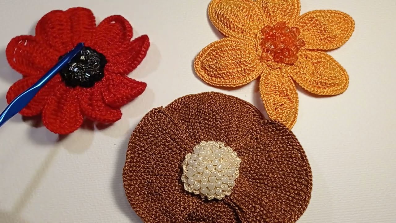 Crochet, broches flores