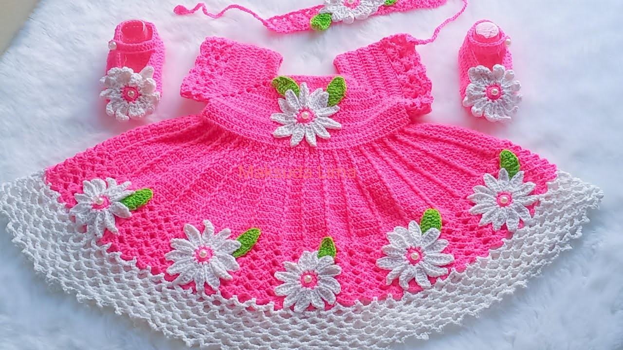 Crochet dress for baby girl, কুশিকাটার ড্রেস,কুশিকাটার জামার ডিজাইন,Maksuda Lima