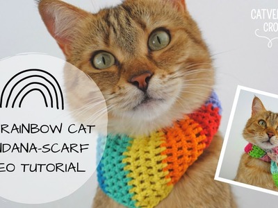 June Rainbow Cat Bandana-Scarf - Catventurous Crochet