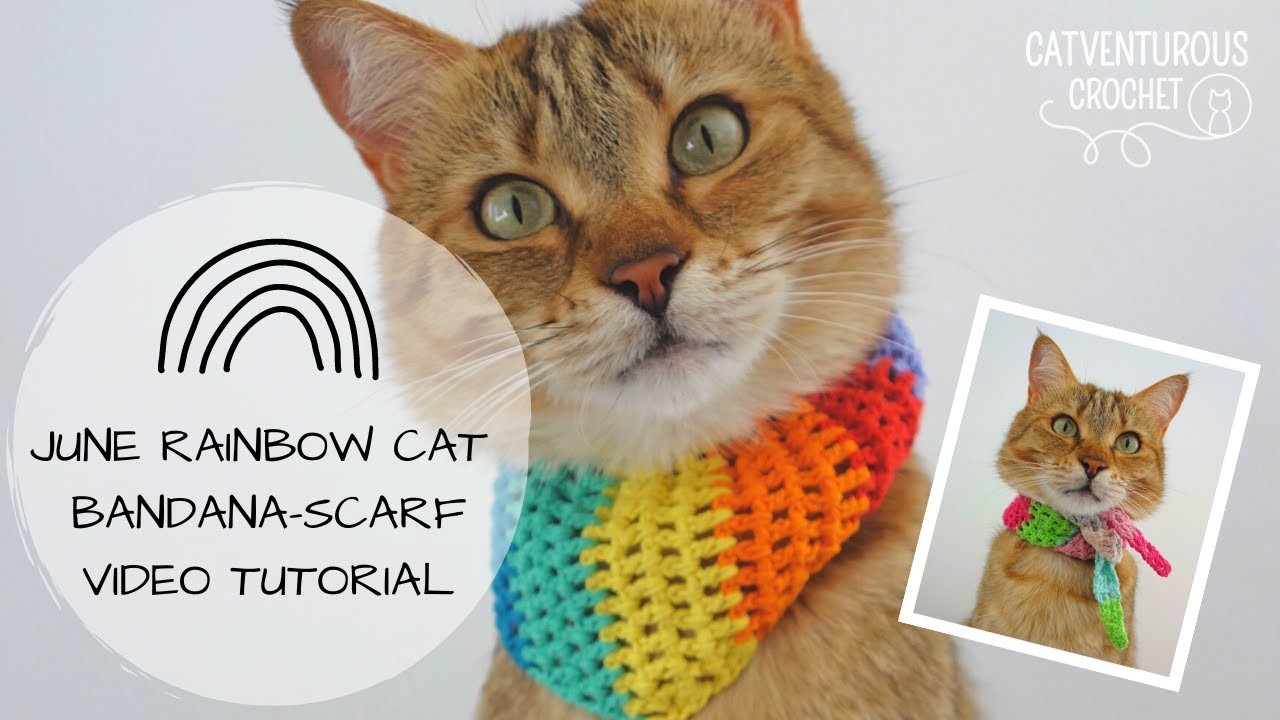 June Rainbow Cat Bandana-Scarf - Catventurous Crochet