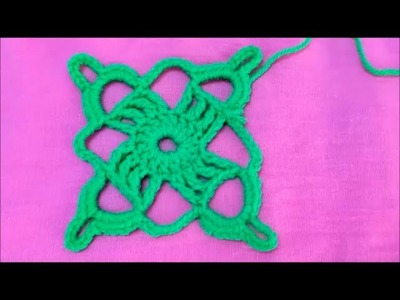 Crochet pattern.motif openwork square №5