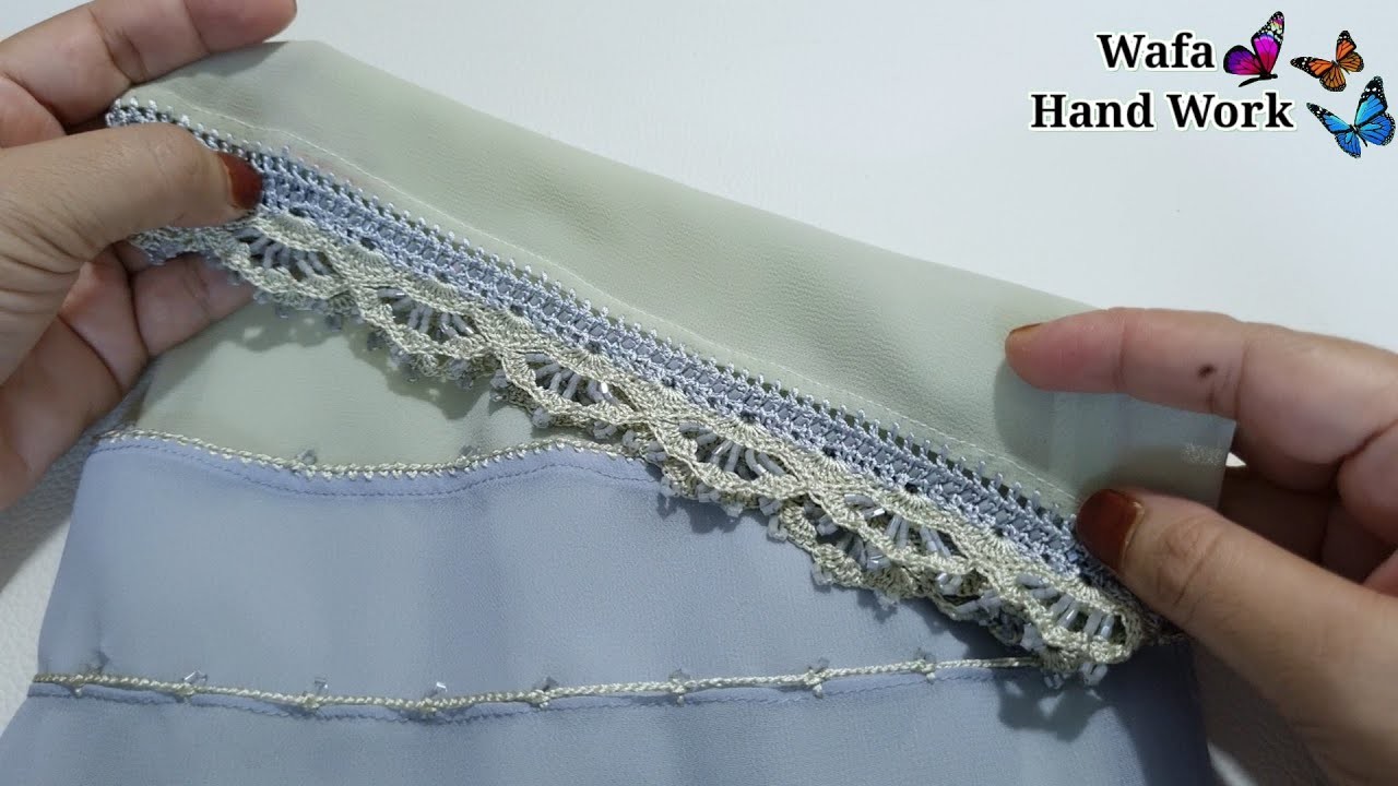 Qureshia Desgain | Haw To Crochet  Sleeves | کروشیا ڈیزائن | Crochet Beads Work | Dupatta,Neck,