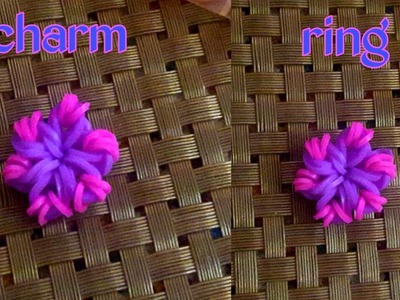 Rainbow flower charm| Ring with mini loom