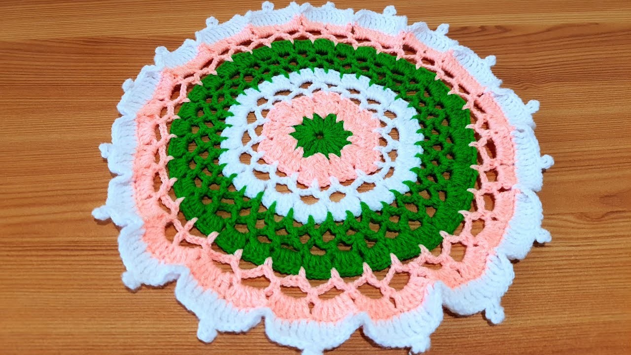 क्रोशिया डिजाइन थालपोश, Crochet Thalposh Design, Woolen Rumal, Thalposh, Crochet Round Table Cover