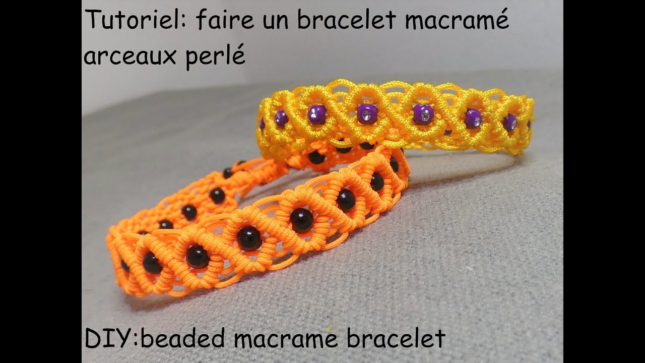 Tutoriel: bracelet macramé arceaux perlé (DIY: beaded macramé bracelet)