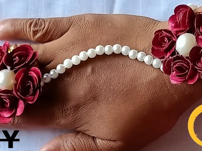 DIY Ribbon Flower Corsage Pearl Wrist Bracelet Making for Girls