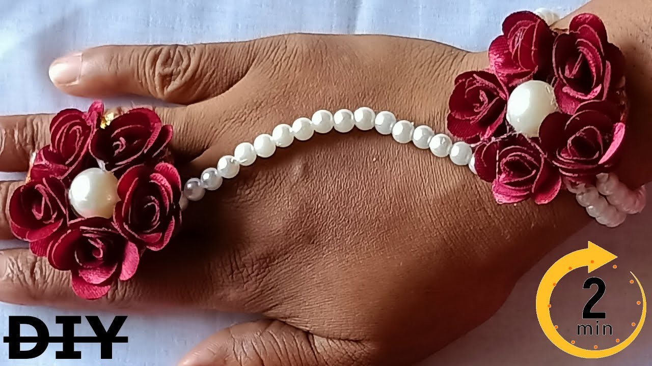 DIY Ribbon Flower Corsage Pearl Wrist Bracelet Making for Girls