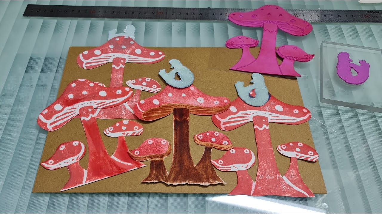 Tampon champignon ????et chenille SCRAPBOOKING.