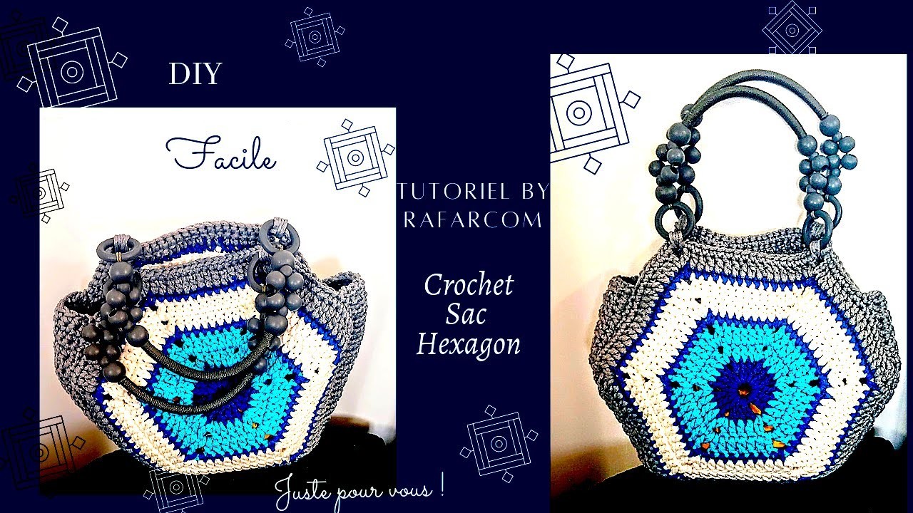 Crochet Sac Exagone  facile special droitiers