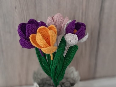 Brandusa crasetata.How to crochet Crocus flower