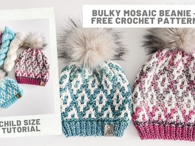 Bulky Mosaic Beanie - Free Crochet Pattern