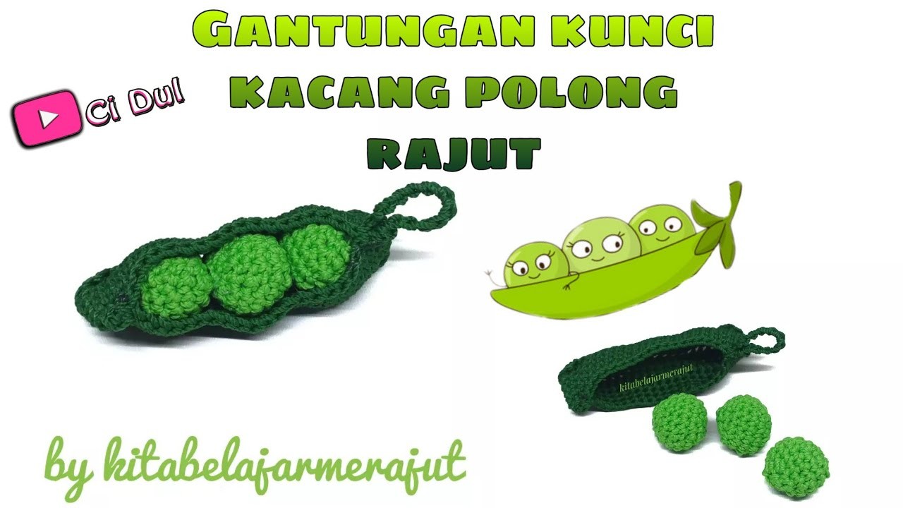 Gantungan Kunci Rajut Kacang Polong | Peas in a Pod Crochet Keychain