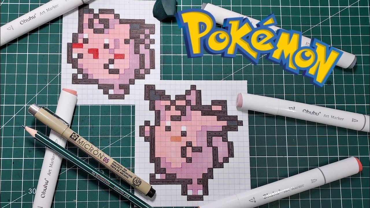 Tuto dessin pokemon pixel art facile (Comment Dessiner Mélofée) ✏