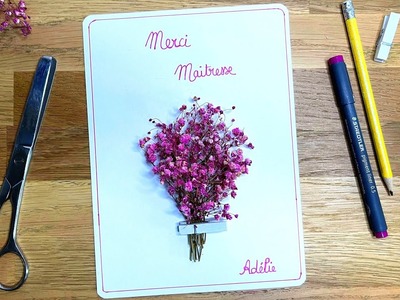 Carte à offrir à la maitresse | DIY facile | Fleurs séchées