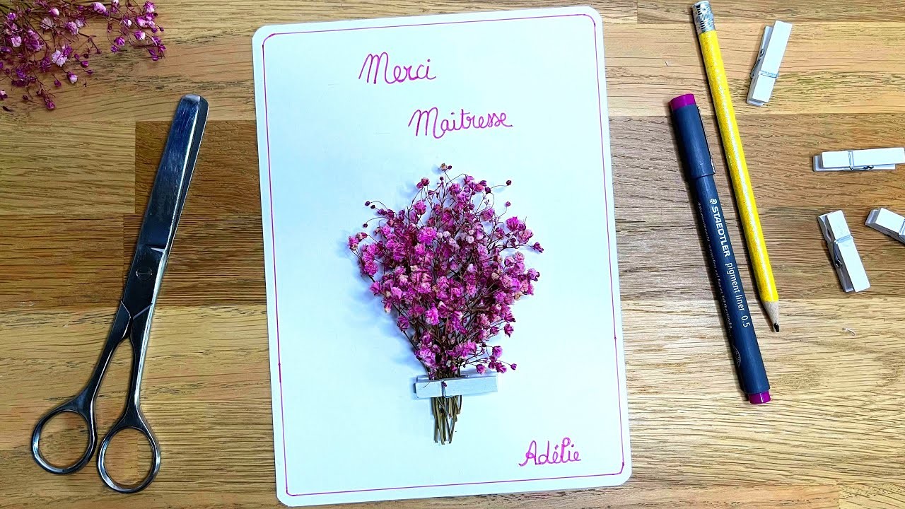 Carte à offrir à la maitresse | DIY facile | Fleurs séchées