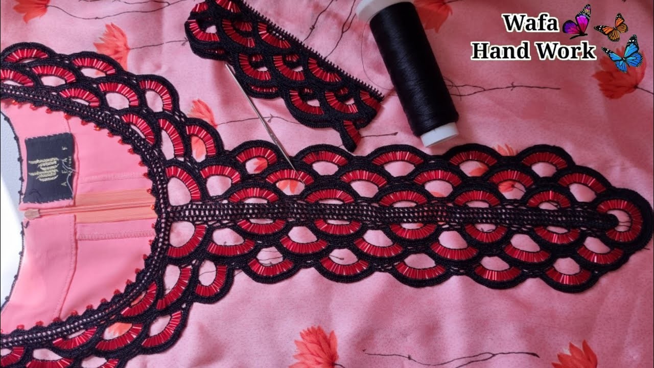 Haw To Crochet NeckLine | Quresia, کروشیا ڈیزائن | Crochet Beads Work | Dupatta,Neck,Sleeves