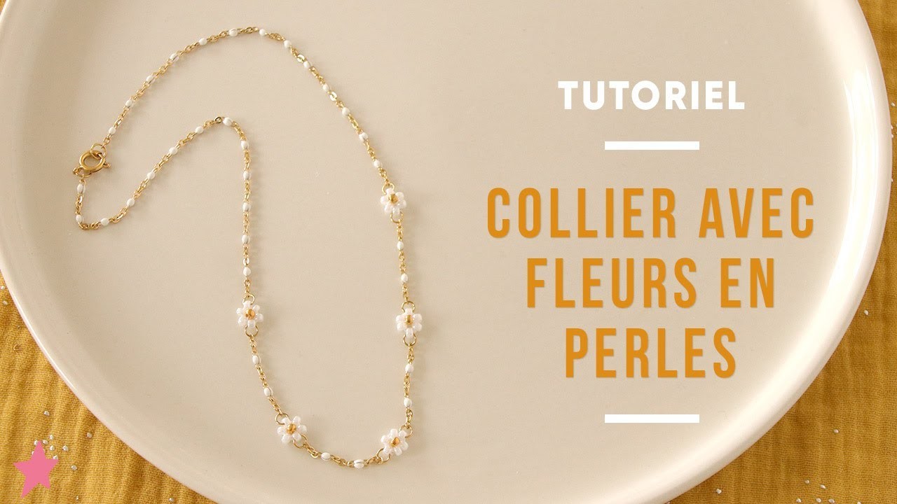 TUTORIEL | DIY Collier acier inox doré avec petites fleurs en perles