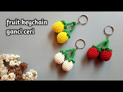 Souvenir rajut, ganci buah || crochet cherry keychain