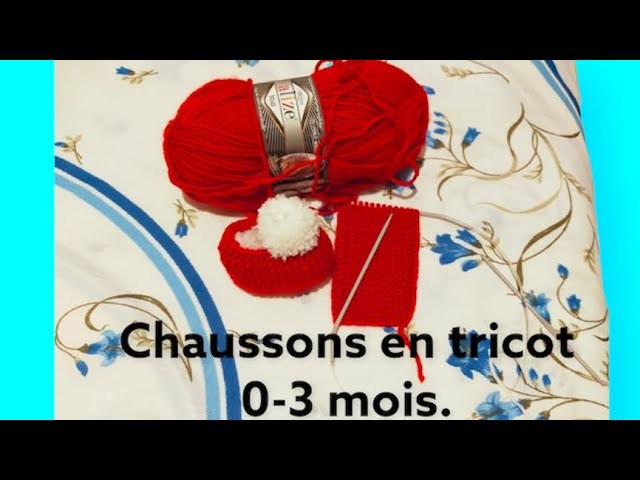 Chaussons de bébé  au tricot taille naissance 0.3 mois.