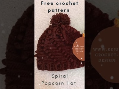 Spiral Popcorn Hat | Free Crochet Hat Pattern #kejucrochetdesign #crochet #shorts