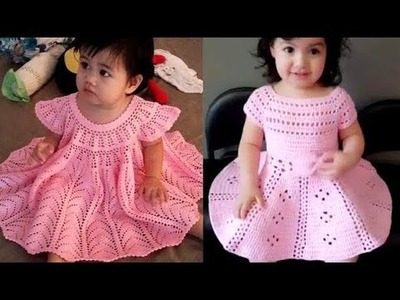 Trending Croche Pink Baby Frock Design, क्रोशिया फ्रॉक,Crochet Baby Dress, #beautyhorizonandart