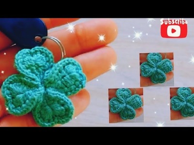 FOUR LEAF CLOVER CROCHET ???? #crochet #clover #keyrings