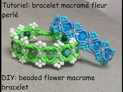 Tutoriel: ???? bracelet macramé fleur perlé ????  (DIY: ???? beaded flower macrame bracelet???? )
