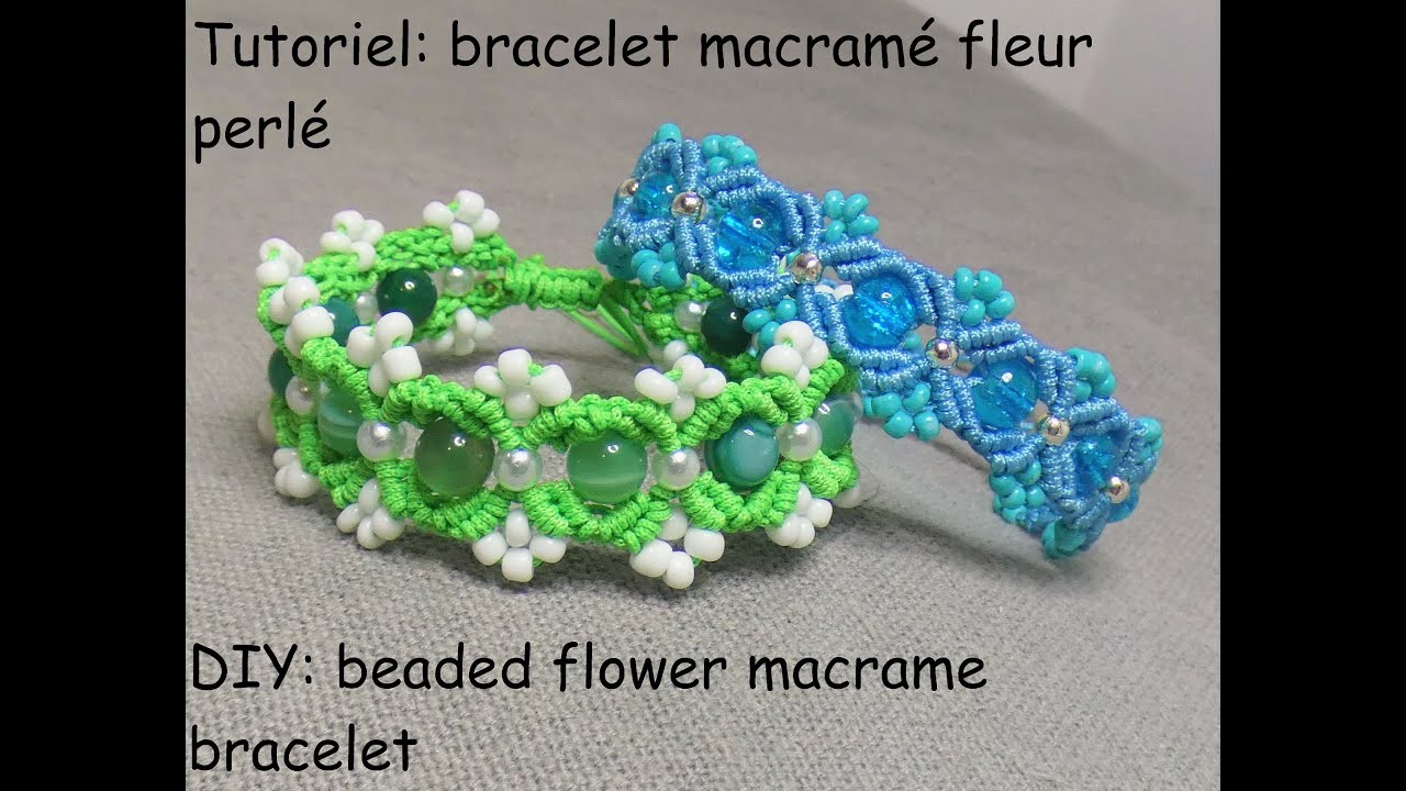 Tutoriel: ???? bracelet macramé fleur perlé ????  (DIY: ???? beaded flower macrame bracelet???? )
