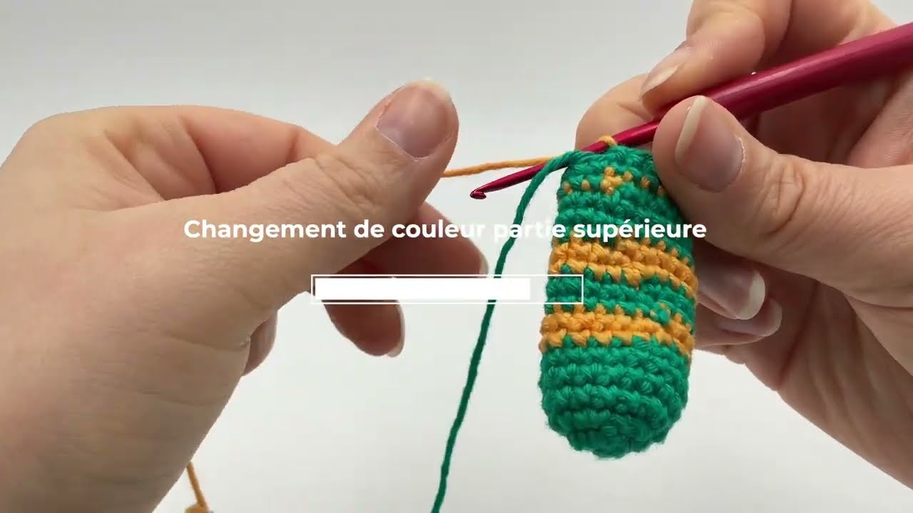 Changement couleur partie supérieure au crochet (half color change)
