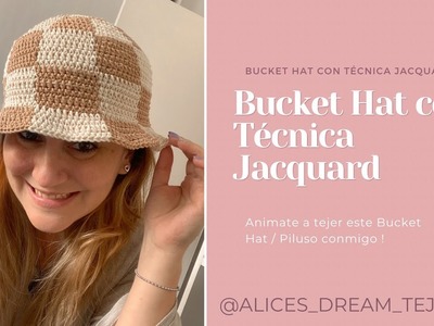 Bucket Hat con técnica jacquard a Crochet