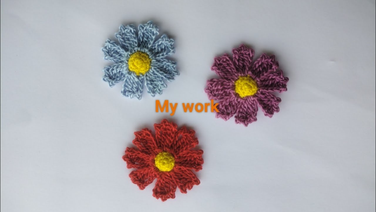 Crochet flower.crochet  cosmos flower.কুশিকাটার তৈরি ফুল।