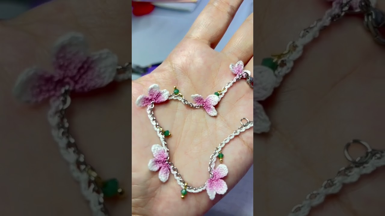 Flower micro crochet bracelet