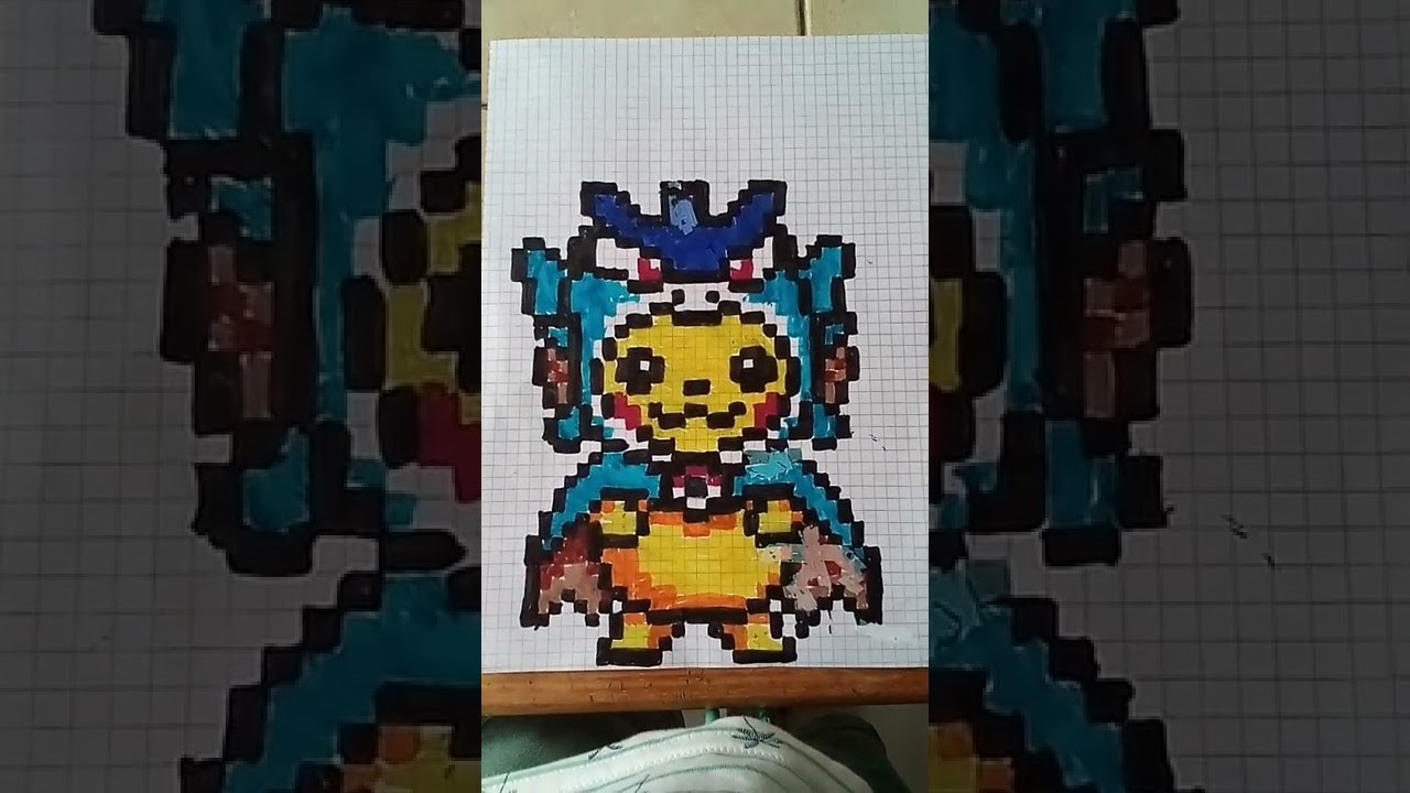 Pikachu déguisé en leviator pixel