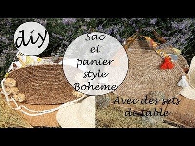 Fabriquer un sac et un panier style bohème pour la plage, la campagne etc, avec des sets de table