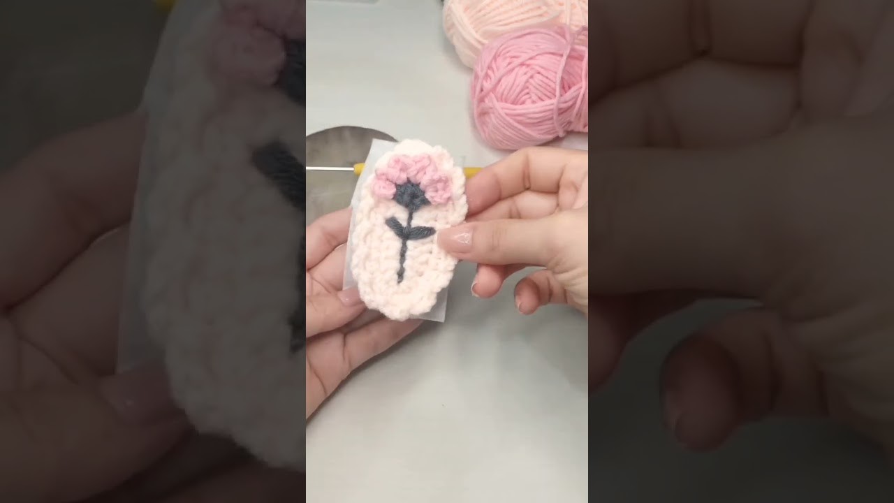 Crochet pink hair clip
