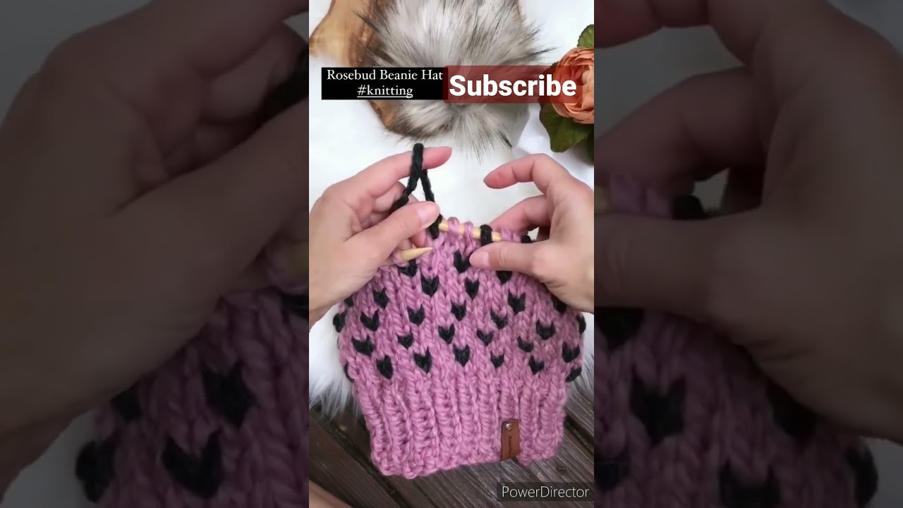 Rosebud beanie hat knitting pattern.टोपी बुनना  #shorts #knitting #viral #crochet #beanie#subscribe