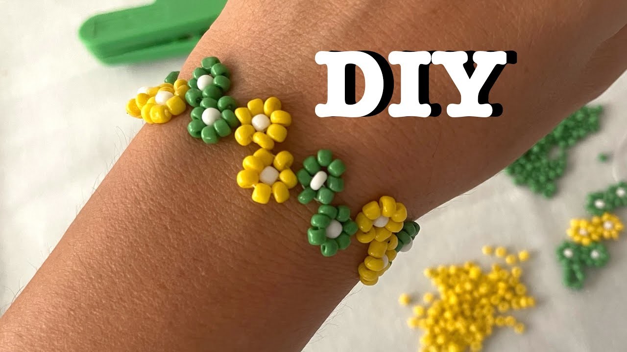 Zigzag Papatya Kum Boncuk Bileklik Yapımı || Zigzag Daisy Chain Seed Bead Bracelet Tutorial ????525