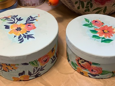 Decoupage Round Boxes fr. Dollar Store