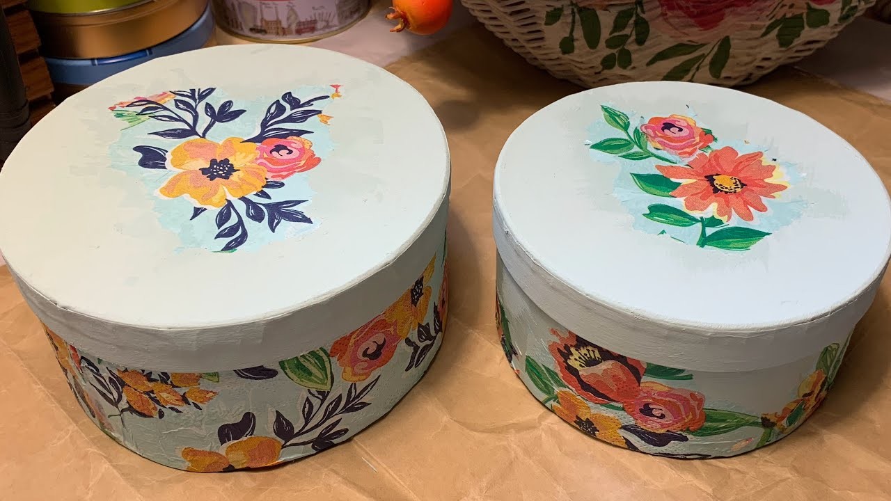 Decoupage Round Boxes fr. Dollar Store