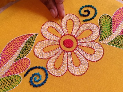 নকশী কাঁথা সেলাই !!! Traditional Bangladeshi Nokshi Katha Stitch Hand Embroidery Tutorial #253