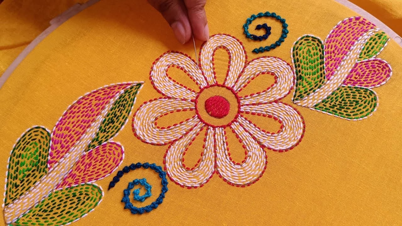 নকশী কাঁথা সেলাই !!! Traditional Bangladeshi Nokshi Katha Stitch Hand Embroidery Tutorial #253