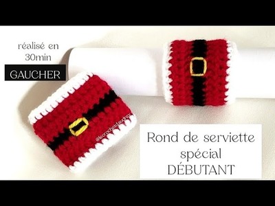 GAUCHER Rond de serviette.déco crochet Noël, débutant en 30min