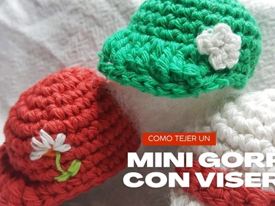 Mini gorra con visera a crochet, sombreros a crochet souvenirs