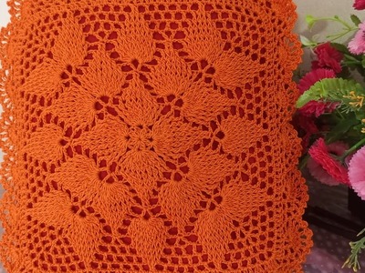 কুশিকাটার কুশন কভার। কুরুশের কুশন কভার।crochet square pillow cover. crochet motif.doily.